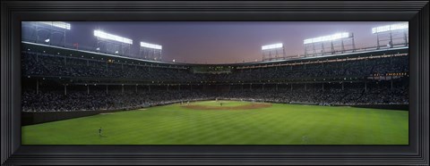 Framed Spectators watching a baseball match in a stadium, Wrigley Field, Chicago, Cook County, Illinois, USA Print