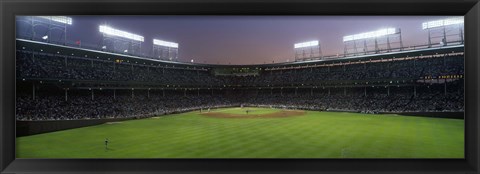 Framed Spectators watching a baseball match in a stadium, Wrigley Field, Chicago, Cook County, Illinois, USA Print