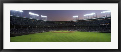 Framed Spectators watching a baseball match in a stadium, Wrigley Field, Chicago, Cook County, Illinois, USA Print