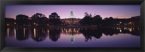 Framed Reflection of a government building in a lake, Capitol Building, Washington DC, USA Print