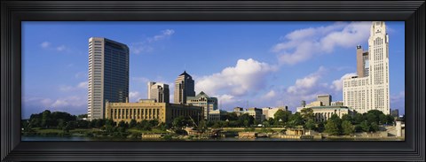 Framed Buildings on the banks of a river, Scioto River, Columbus, Ohio, USA Print