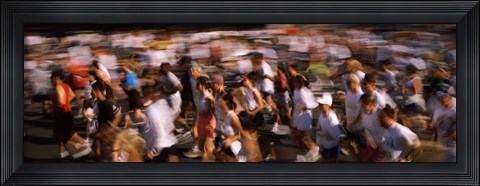 Framed Crowd participating in a marathon race, Bay Bridge, San Francisco, San Francisco County, California, USA Print