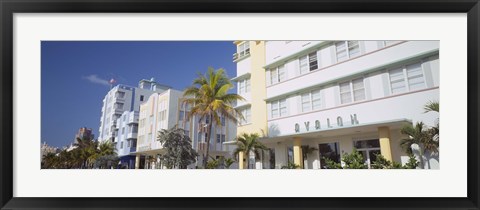 Framed Art Deco Hotels, Ocean Drive, Florida, USA Print