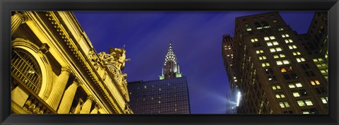 Framed Night, Chrysler Building, Grand Central Station, NYC, New York City, New York State, USA Print