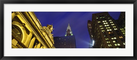 Framed Night, Chrysler Building, Grand Central Station, NYC, New York City, New York State, USA Print