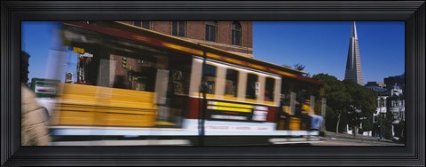 Framed Cable car moving on a street, San Francisco, California, USA Print