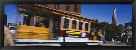 Framed Cable car moving on a street, San Francisco, California, USA Print