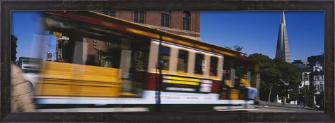 Framed Cable car moving on a street, San Francisco, California, USA Print