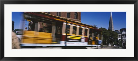 Framed Cable car moving on a street, San Francisco, California, USA Print