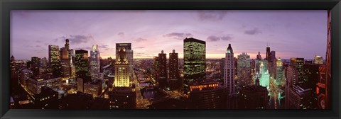 Framed Skyscrapers In A City At Dusk, Chicago, Illinois, USA Print