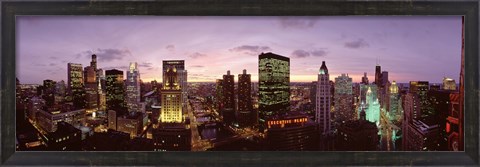 Framed Skyscrapers In A City At Dusk, Chicago, Illinois, USA Print