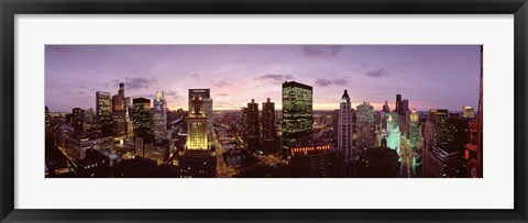 Framed Skyscrapers In A City At Dusk, Chicago, Illinois, USA Print