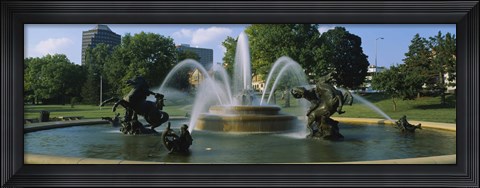 Framed Fountain in a garden, J C Nichols Memorial Fountain, Kansas City, Missouri, USA Print
