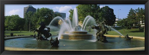 Framed Fountain in a garden, J C Nichols Memorial Fountain, Kansas City, Missouri, USA Print