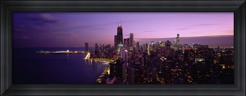 Framed Buildings Lit Up At Night, Chicago, Illinois, USA Print
