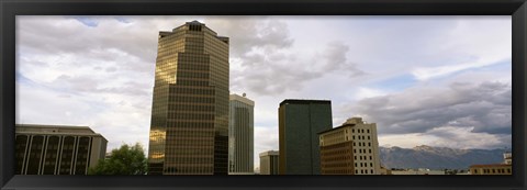 Framed Buildings in a city with mountains in the background, Tucson, Arizona, USA Print