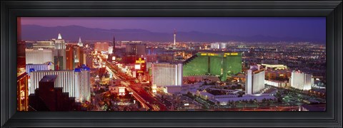 Framed Las Vegas Lit Up at Dusk Print