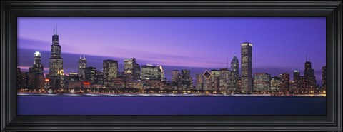 Framed Chicago Skyline with Purple Sky Print