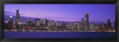 Framed Chicago Skyline with Purple Sky Print