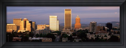 Framed Cityscape at sunset, Portland, Multnomah County, Oregon, USA Print