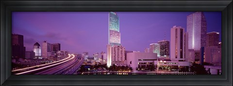 Framed City In The Dusk, Miami, Florida, USA Print