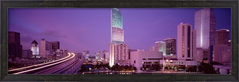 Framed City In The Dusk, Miami, Florida, USA Print