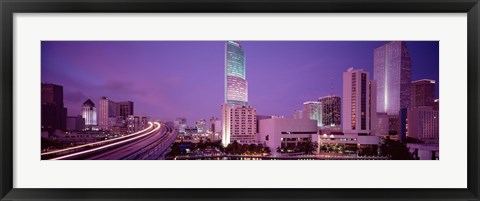 Framed City In The Dusk, Miami, Florida, USA Print