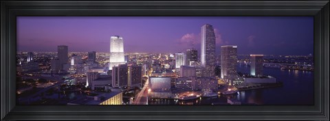 Framed High Angle View Of A City, Miami, Florida, USA Print