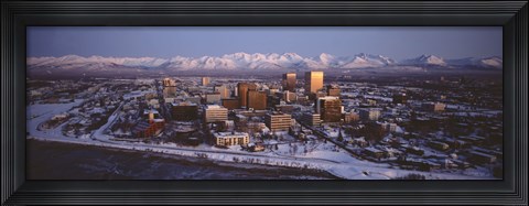 Framed Anchorage at the base of Chugach Mtns AK USA Print