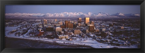 Framed Anchorage at the base of Chugach Mtns AK USA Print