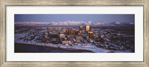 Framed Anchorage at the base of Chugach Mtns AK USA Print