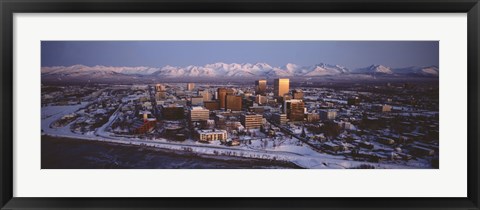 Framed Anchorage at the base of Chugach Mtns AK USA Print