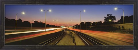 Framed Traffic Moving In The City, Mass Transit Tracks, Kennedy Expressway, Chicago, Illinois, USA Print