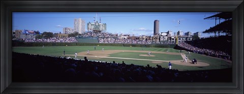 Framed Baseball match in progress, Wrigley Field, Chicago, Cook County, Illinois, USA Print