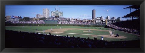 Framed Baseball match in progress, Wrigley Field, Chicago, Cook County, Illinois, USA Print