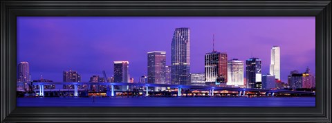 Framed Miami at night, FL Print