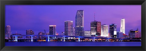 Framed Miami at night, FL Print