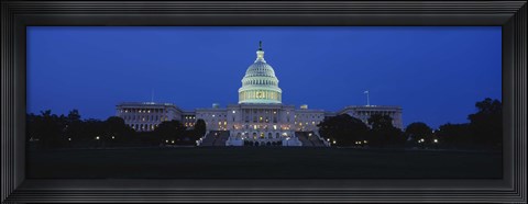 Framed Government building lit up at dusk, Capitol Building, Washington DC, USA Print