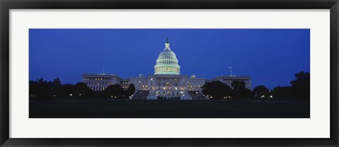 Framed Government building lit up at dusk, Capitol Building, Washington DC, USA Print
