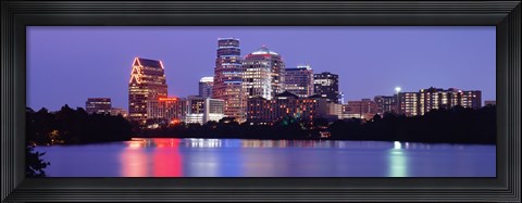 Framed US, Texas, Austin, skyline, night Print