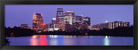 Framed US, Texas, Austin, skyline, night Print