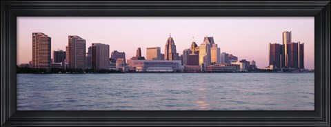 Framed Detroit Skyline with Water Print