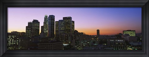 Framed Silhouette of skyscrapers at dusk, City of Los Angeles, California, USA Print