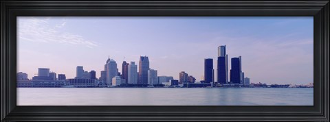 Framed Buildings along waterfront, Detroit, Michigan, USA Print