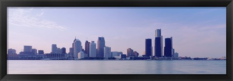 Framed Buildings along waterfront, Detroit, Michigan, USA Print