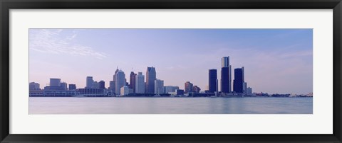 Framed Buildings along waterfront, Detroit, Michigan, USA Print