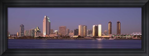 Framed San Diego Skyline, California at dusk Print