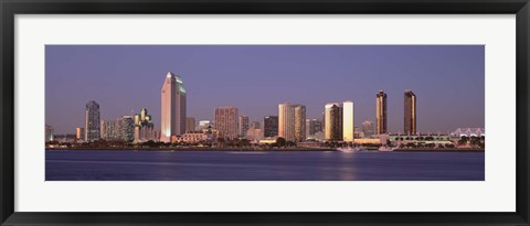 Framed San Diego Skyline, California at dusk Print