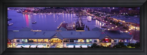 Framed Buildings at a harbor, Inner Harbor, Baltimore, Maryland, USA Print