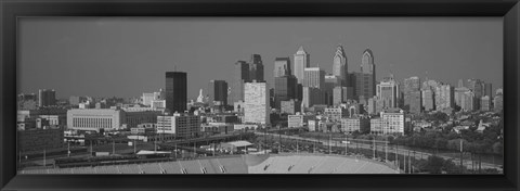 Framed Philadelphia Skyline (black &amp; white) Print